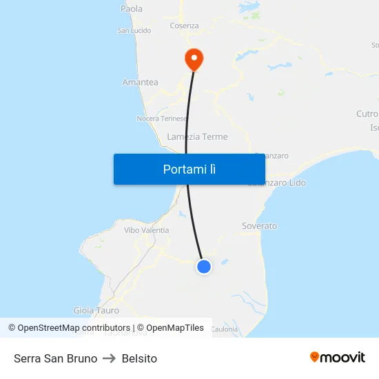 Serra San Bruno to Belsito map