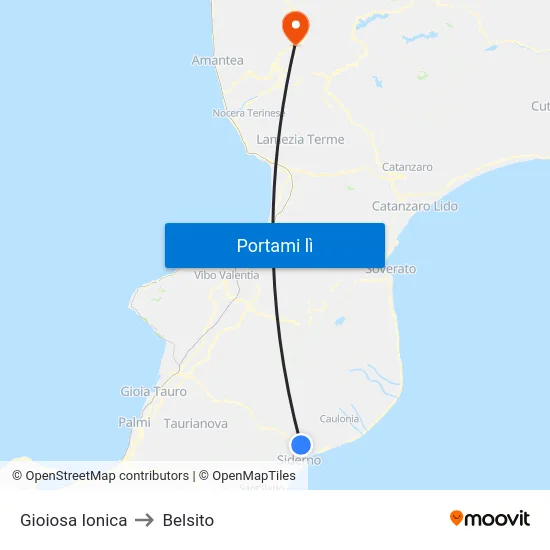 Gioiosa Ionica to Belsito map