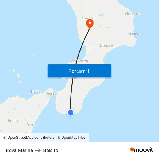 Bova Marina to Belsito map