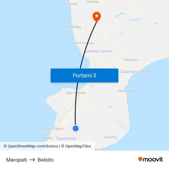 Maropati to Belsito map