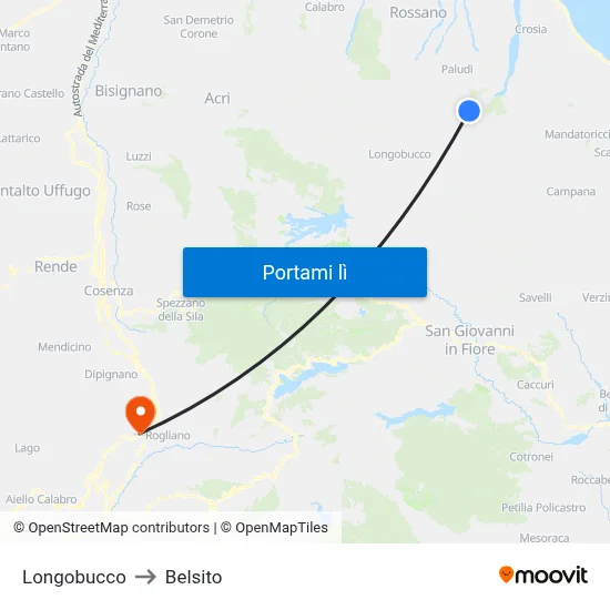Longobucco to Belsito map