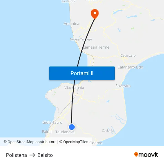 Polistena to Belsito map