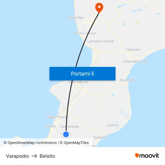 Varapodio to Belsito map
