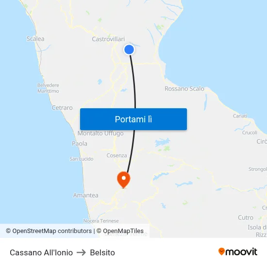 Cassano All'Ionio to Belsito map