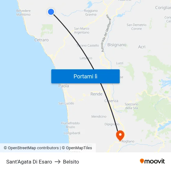 Sant'Agata Di Esaro to Belsito map