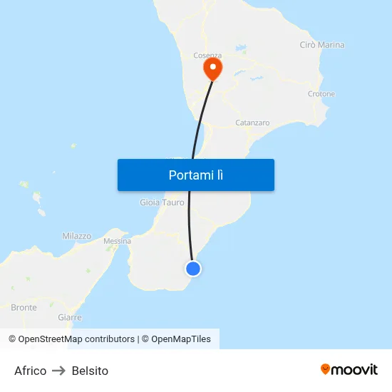 Africo to Belsito map