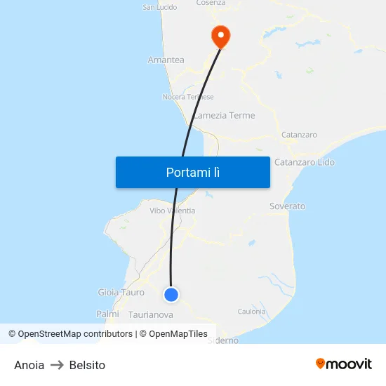 Anoia to Belsito map