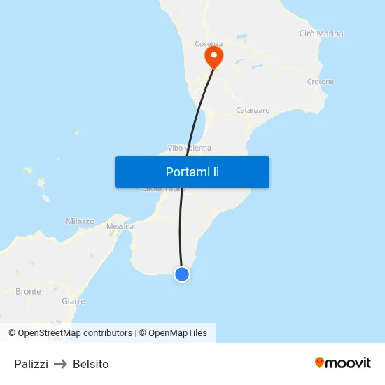 Palizzi to Belsito map