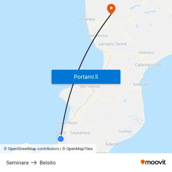Seminara to Belsito map