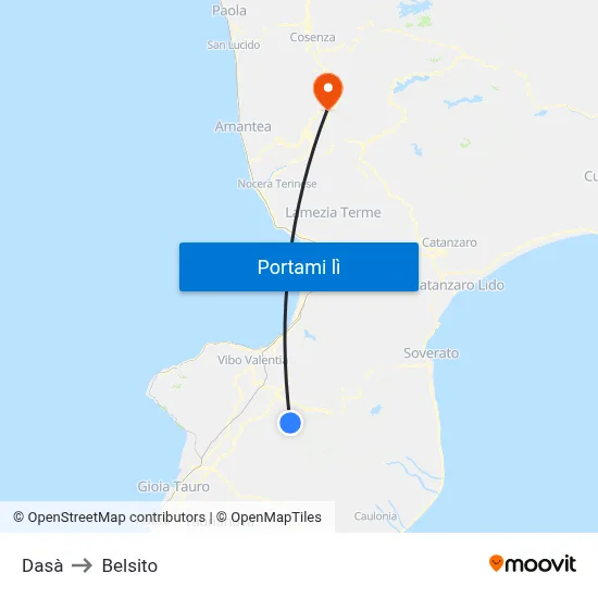 Dasà to Belsito map