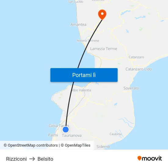 Rizziconi to Belsito map