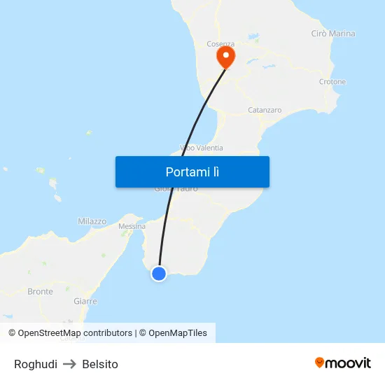 Roghudi to Belsito map
