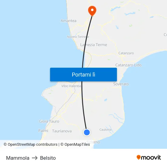 Mammola to Belsito map