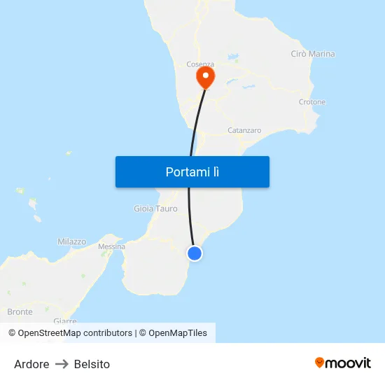Ardore to Belsito map