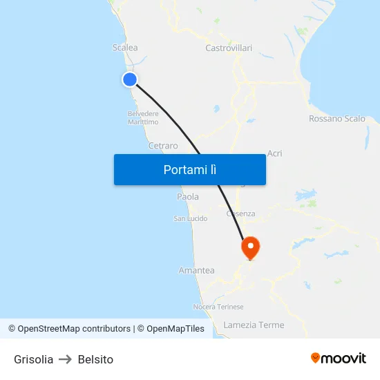 Grisolia to Belsito map