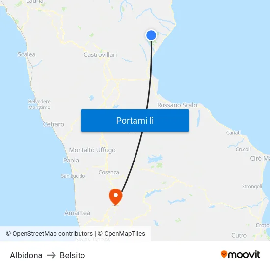 Albidona to Belsito map