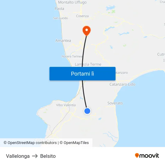 Vallelonga to Belsito map
