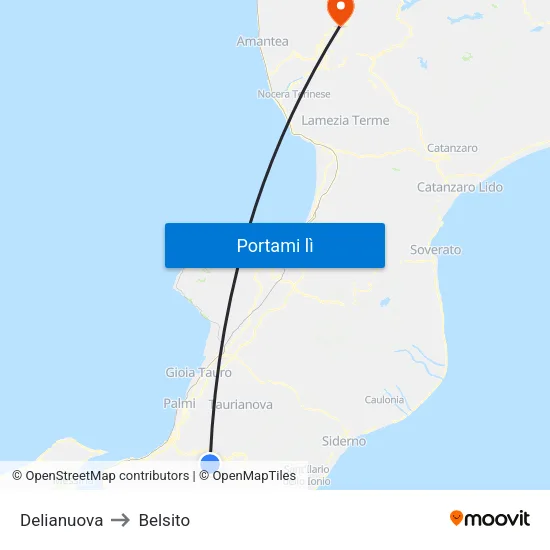 Delianuova to Belsito map