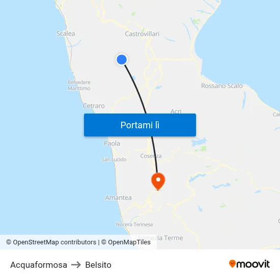 Acquaformosa to Belsito map