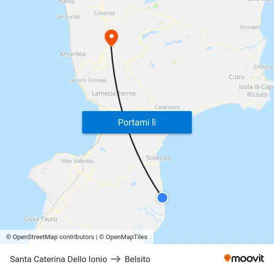 Santa Caterina Dello Ionio to Belsito map