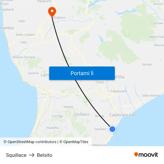 Squillace to Belsito map