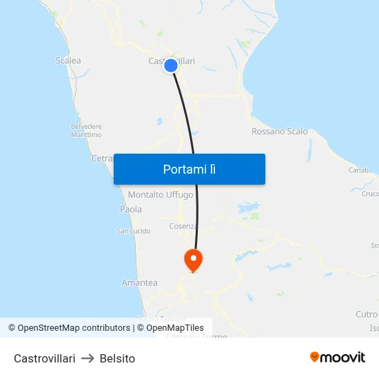 Castrovillari to Belsito map