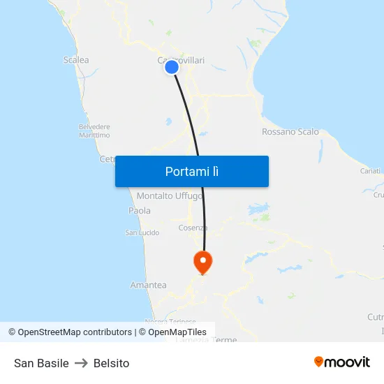 San Basile to Belsito map