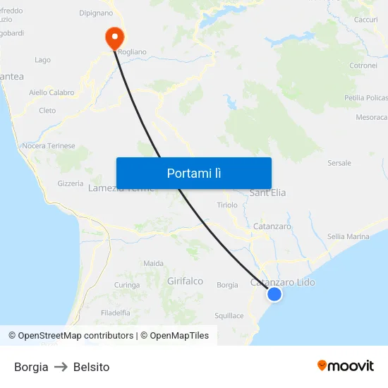 Borgia to Belsito map