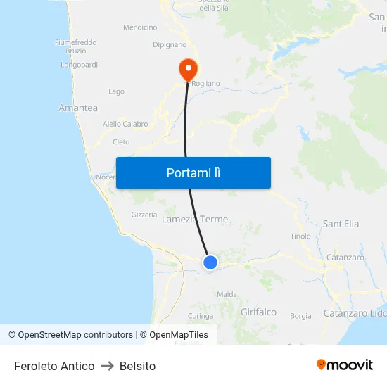 Feroleto Antico to Belsito map