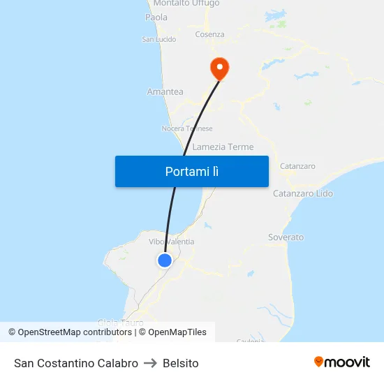 San Costantino Calabro to Belsito map