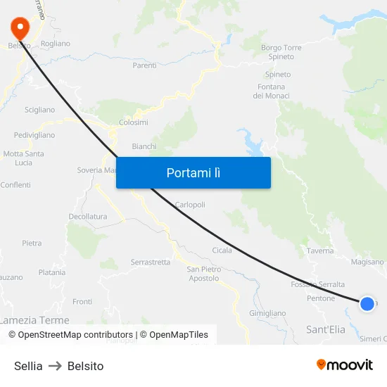 Sellia to Belsito map