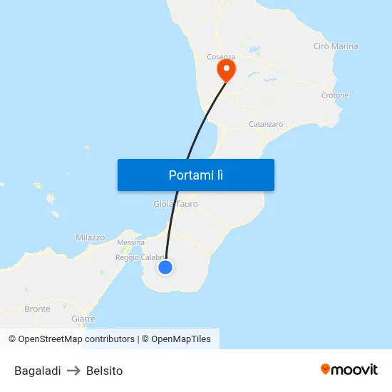 Bagaladi to Belsito map