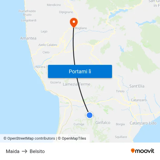 Maida to Belsito map