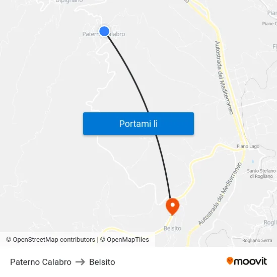 Paterno Calabro to Belsito map
