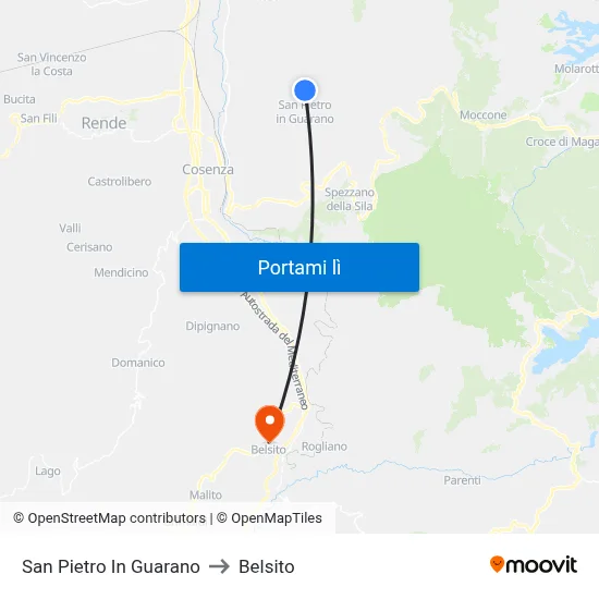 San Pietro In Guarano to Belsito map