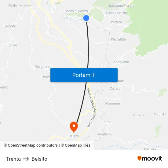 Trenta to Belsito map