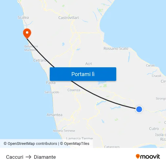 Caccuri to Diamante map