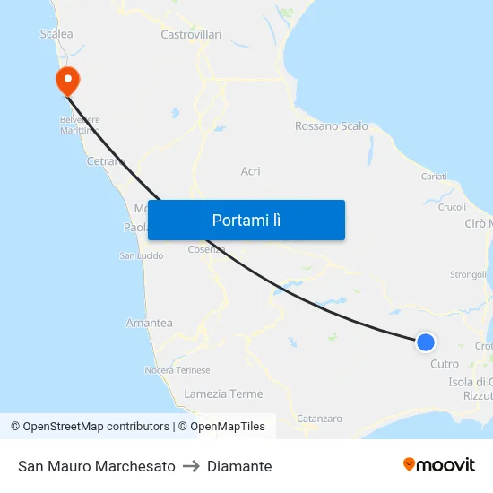 San Mauro Marchesato to Diamante map