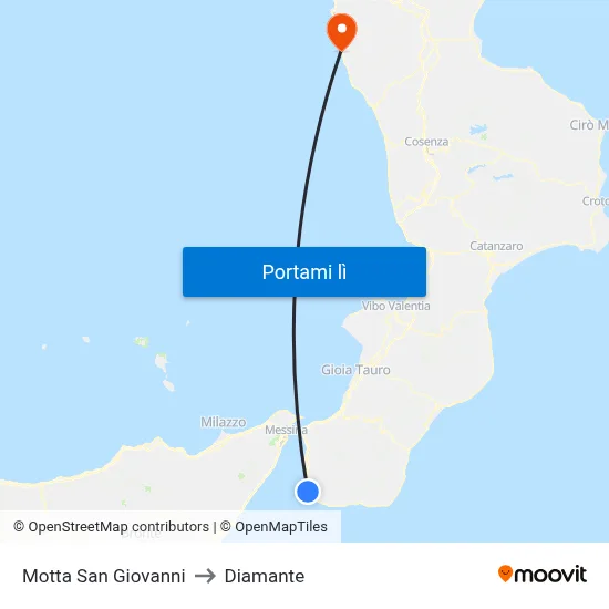 Motta San Giovanni to Diamante map