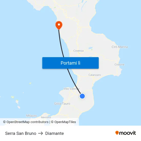 Serra San Bruno to Diamante map