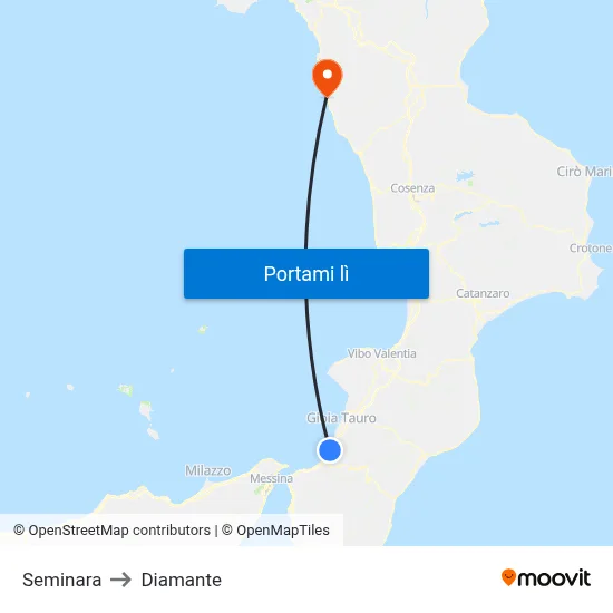 Seminara to Diamante map