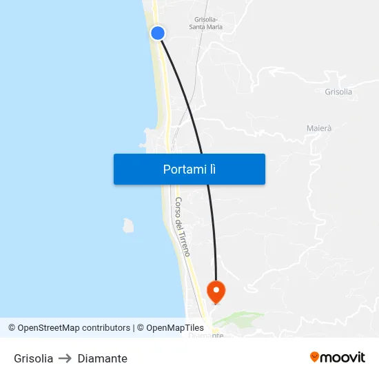 Grisolia to Diamante map