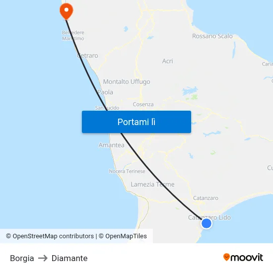 Borgia to Diamante map