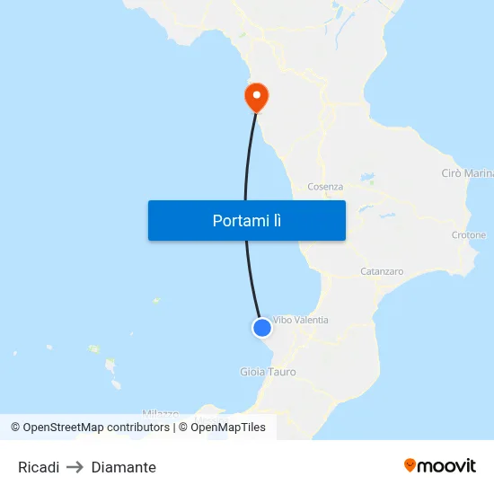 Ricadi to Diamante map