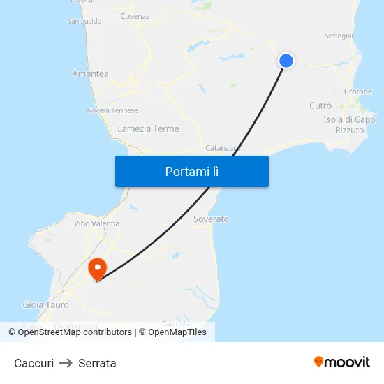 Caccuri to Serrata map