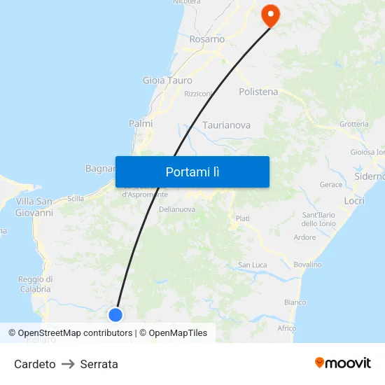 Cardeto to Serrata map