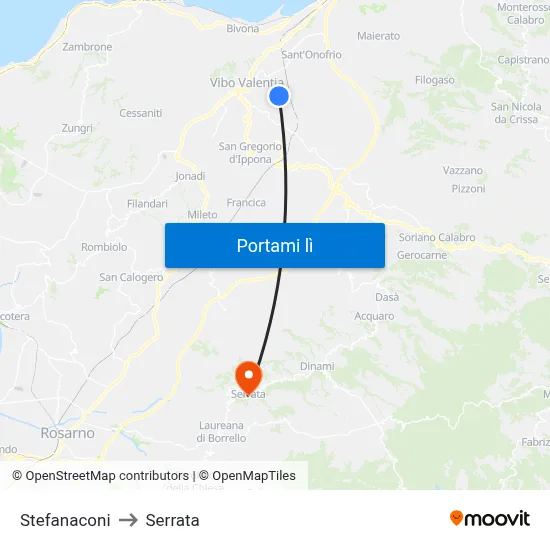 Stefanaconi to Serrata map