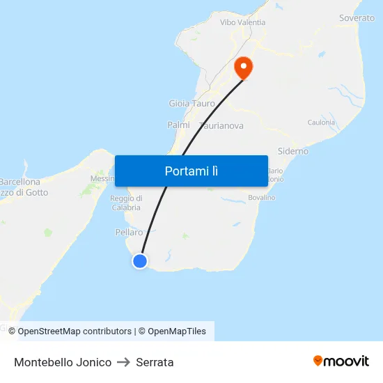 Montebello Jonico to Serrata map