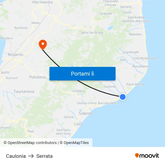 Caulonia to Serrata map