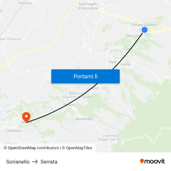 Sorianello to Serrata map